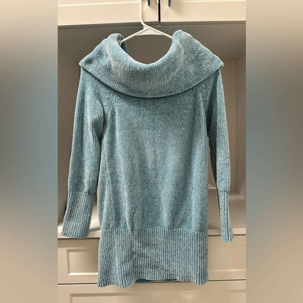 White House Black Market Teal Cowl Neck Sweater